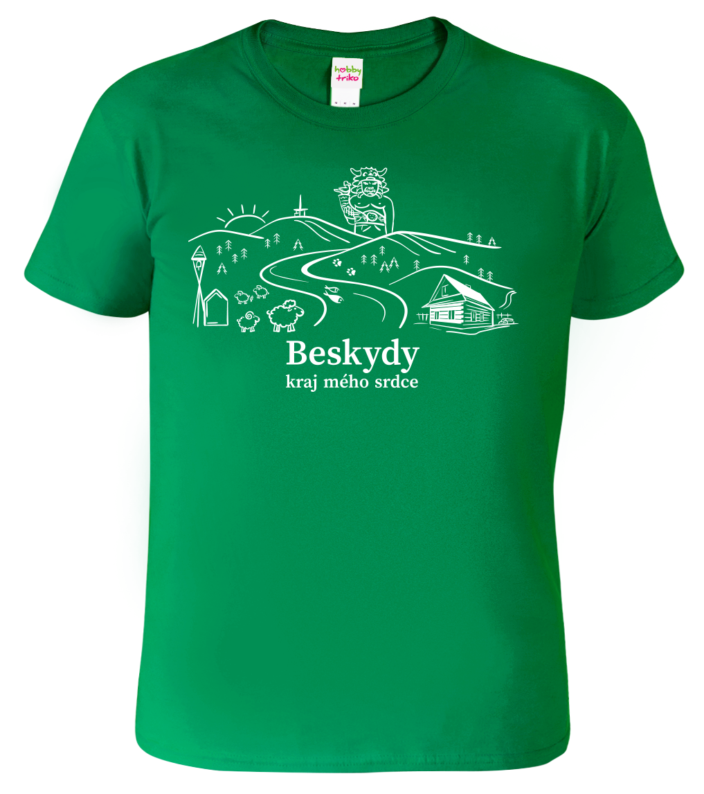 Pánské tričko - Beskydy Velikost: XL, Barva: Středně zelená (16)