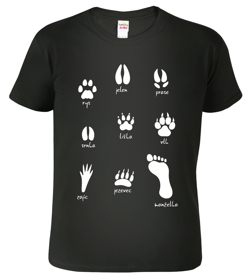 Myslivecné tričko - Stopy divé zvěře Velikost: S, Barva: Černá (01)