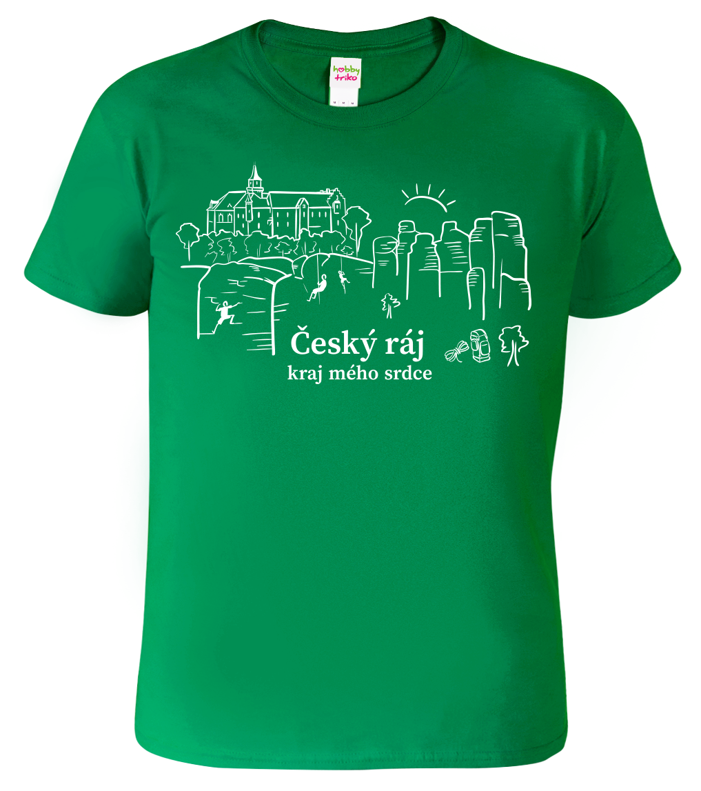 Pánské tričko - Český ráj Velikost: XL, Barva: Středně zelená (16)