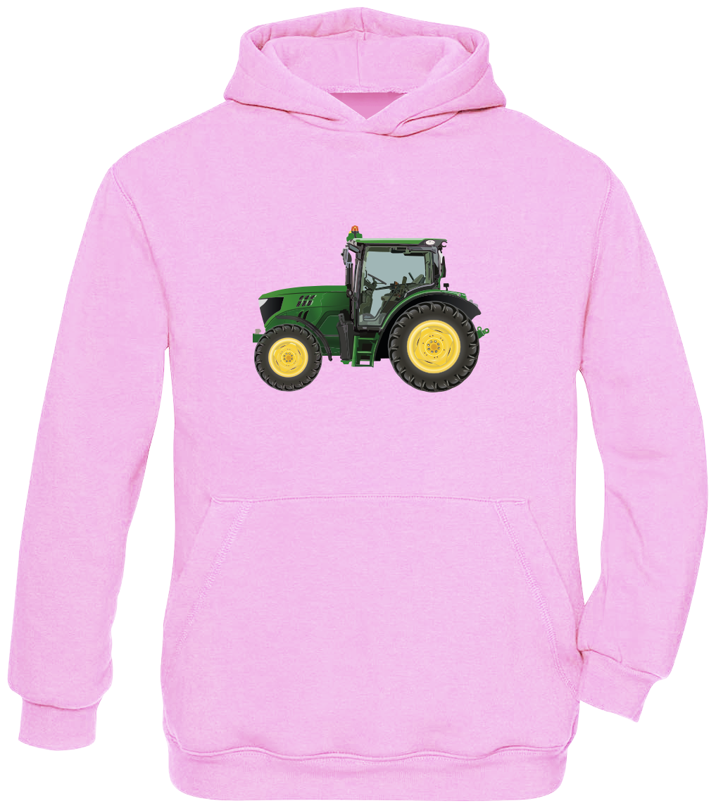 Dětská mikina s traktorem - Zelený traktor Velikost: 9-11 let, Barva: Světle růžová