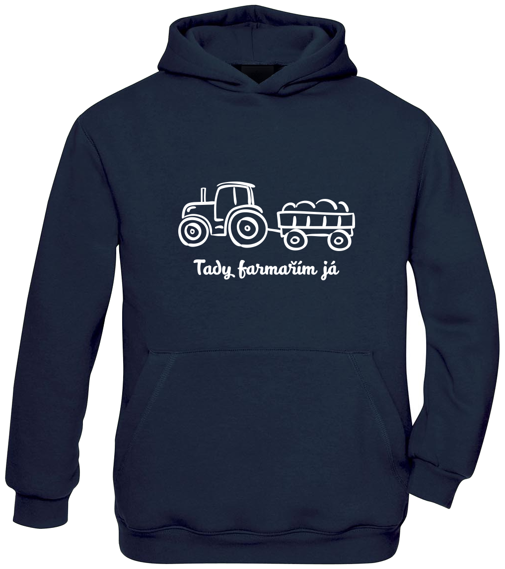 Dětská mikina s traktorem - Traktor Velikost: 9-11 let, Barva: Tm. Modrá (Navy Blue)