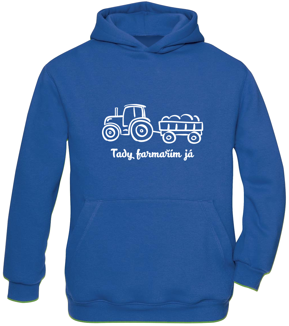 Dětská mikina s traktorem - Traktor Velikost: 7-8 let, Barva: Modrá (Royal Blue)