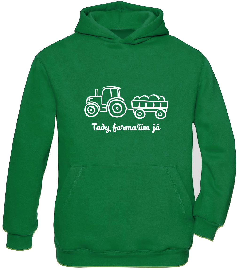 Dětská mikina s traktorem - Traktor Velikost: 7-8 let, Barva: Zelená (Kelly Green)