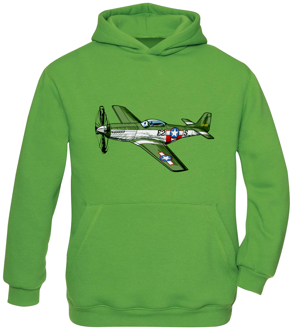 Dětská mikina s letadlem - P-51 Mustang Velikost: 9-11 let, Barva: Zelená (Real Green)