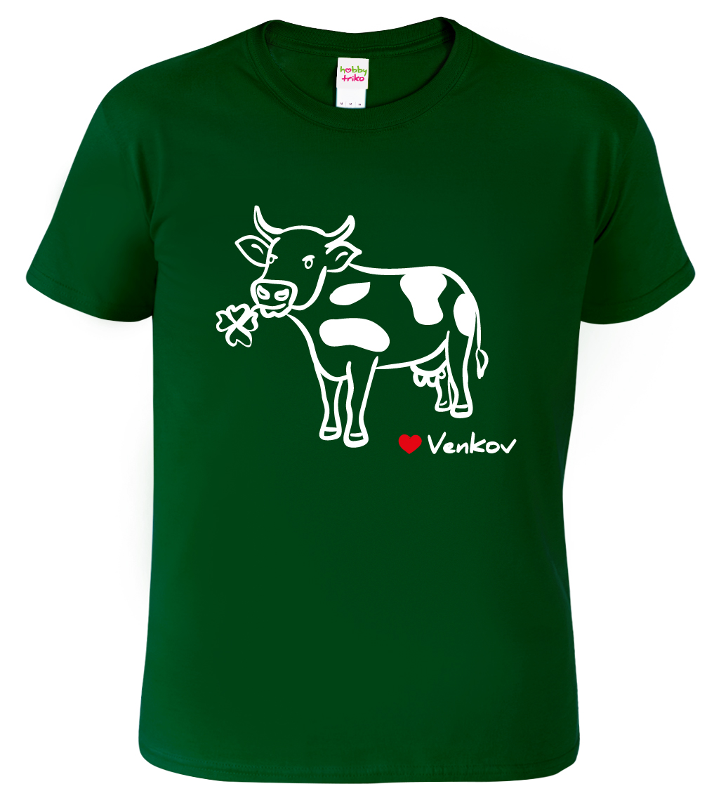 Tričko pro chalupáře - Kráva Velikost: M, Barva: Lahvově zelená (06)