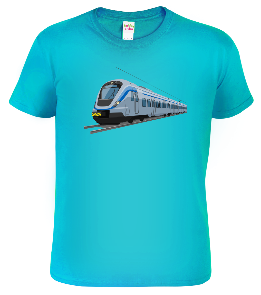 Tričko s vlakem - Moderní vlak Velikost: M, Barva: Tyrkysová (44)