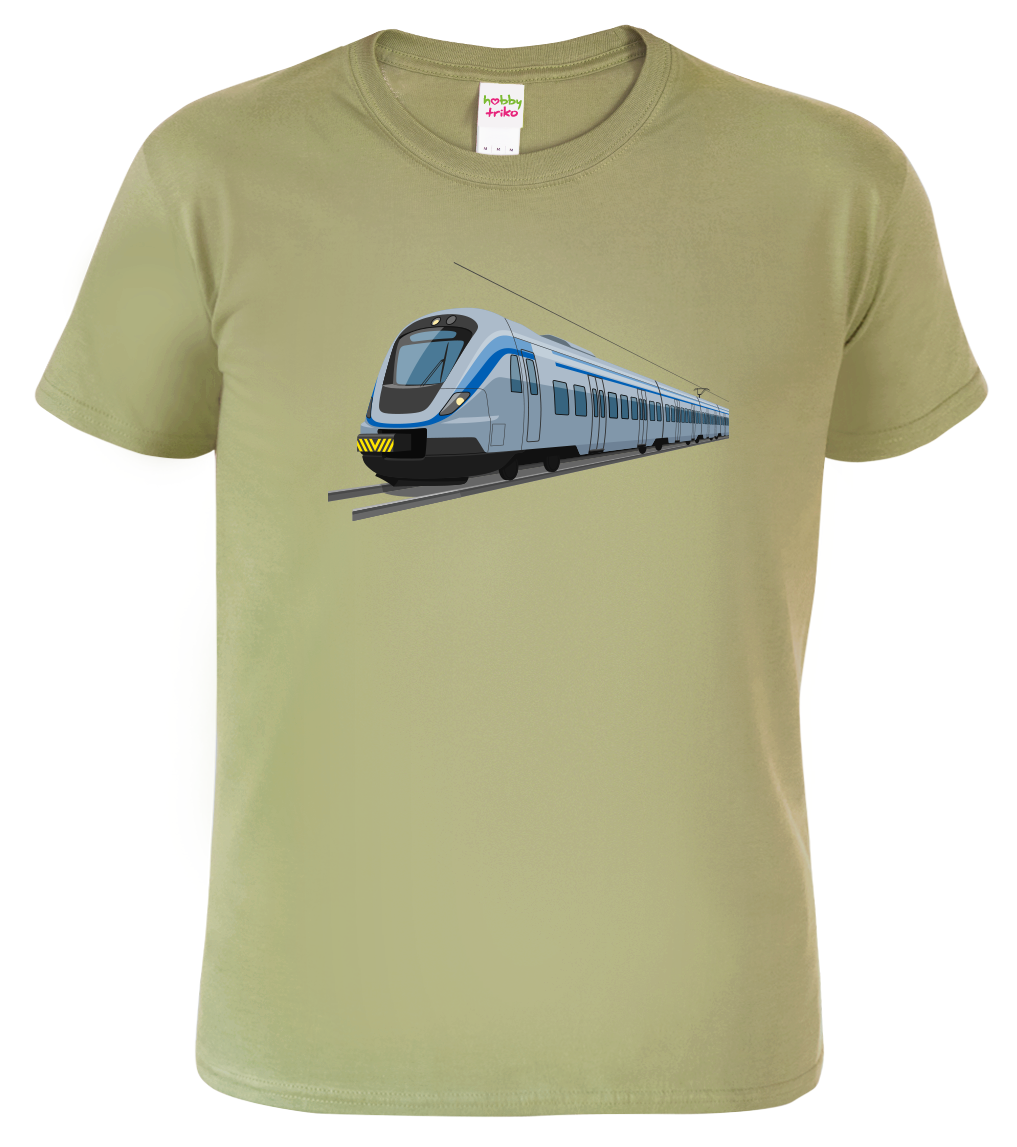 Tričko s vlakem - Moderní vlak Velikost: XL, Barva: Světlá khaki (28)