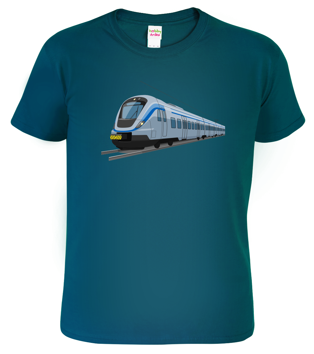 Tričko s vlakem - Moderní vlak Velikost: L, Barva: Petrolejová (93)
