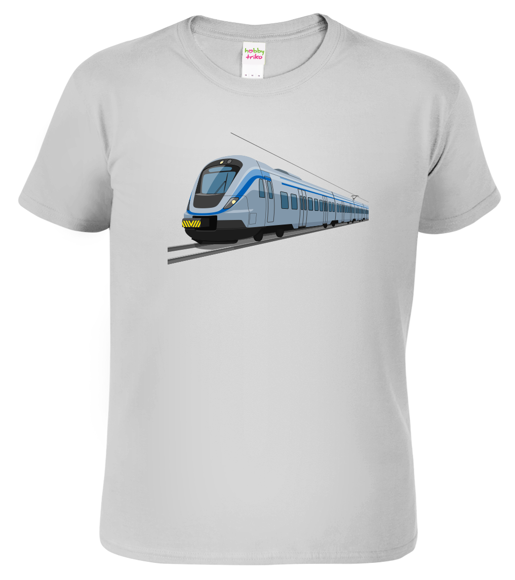 Tričko s vlakem - Moderní vlak Velikost: L, Barva: Světle šedý melír (03)