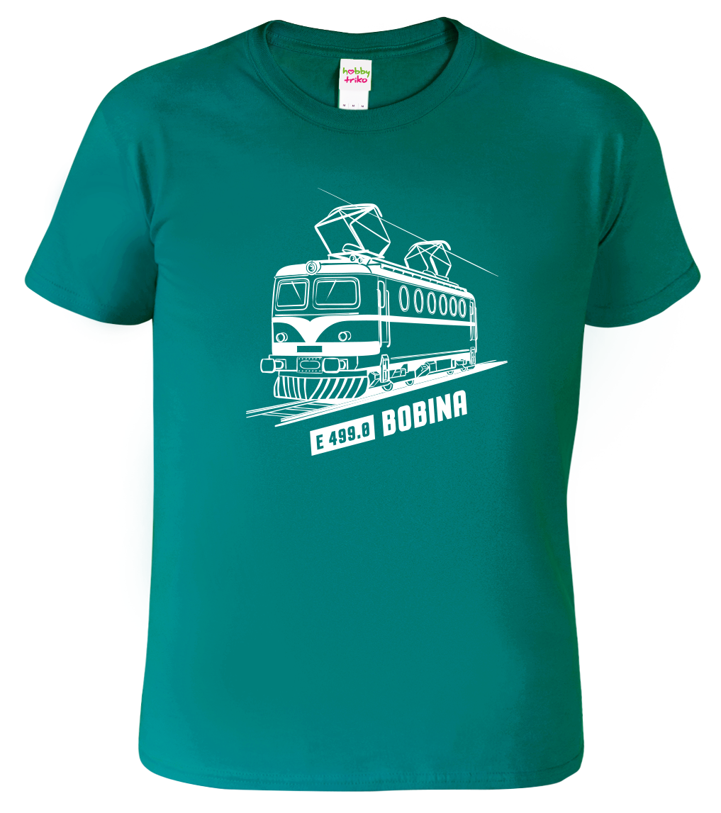 Tričko s vlakem - Lokomotiva BOBINA Velikost: S, Barva: Emerald (19)