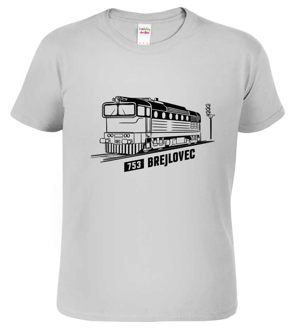 Tričko s vlakem - Lokomotiva BREJLOVEC Velikost: L, Barva: Světle šedý melír (03)