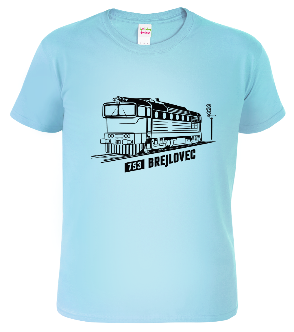 Tričko s vlakem - Lokomotiva BREJLOVEC Velikost: M, Barva: Nebesky modrá (15)