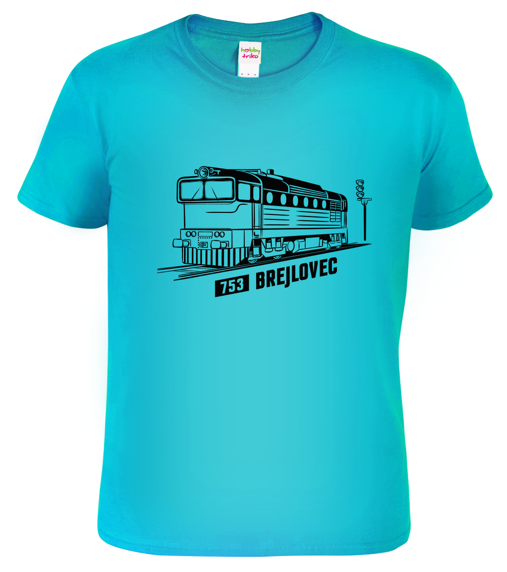 Tričko s vlakem - Lokomotiva BREJLOVEC Velikost: XL, Barva: Tyrkysová (44)
