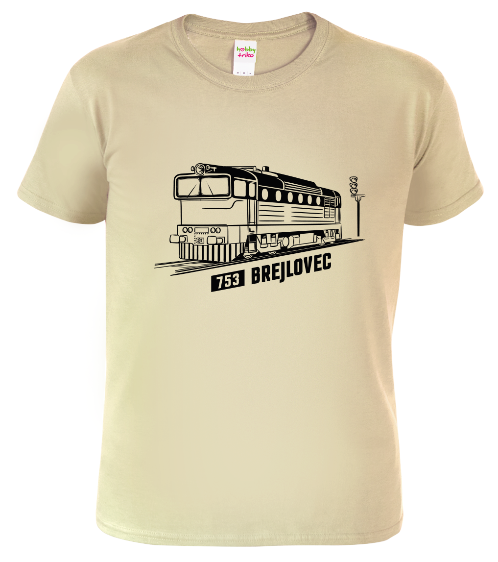 Tričko s vlakem - Lokomotiva BREJLOVEC Velikost: XL, Barva: Béžová (51)