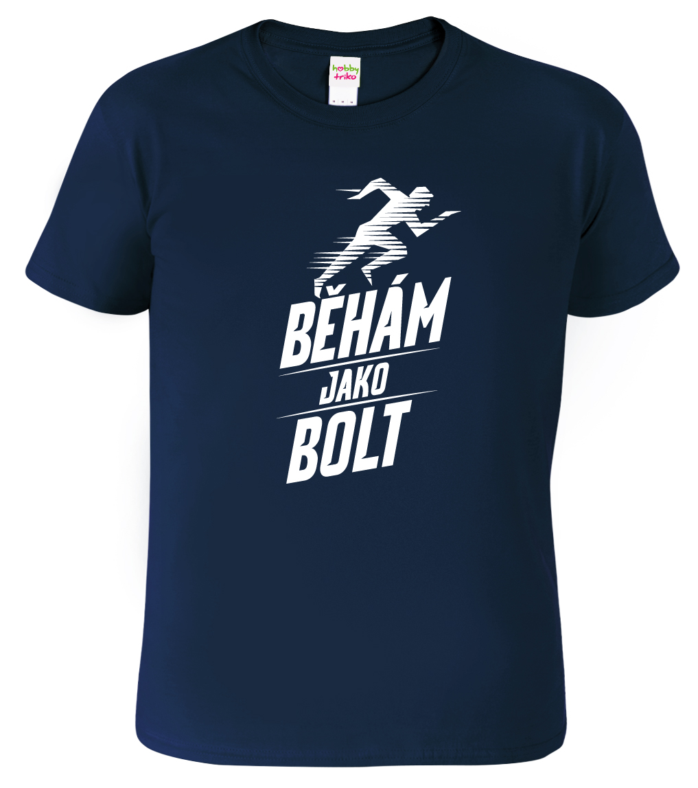 Pánské běžecké tričko - Běhám jako Bolt Velikost: S, Barva: Námořní modrá (02)