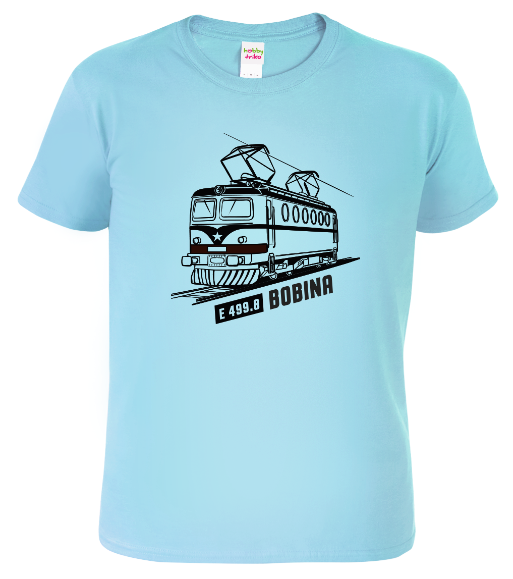 Dětské tričko s vlakem - Lokomotiva BOBINA Velikost: 6 let / 122 cm, Barva: Nebesky modrá (15)