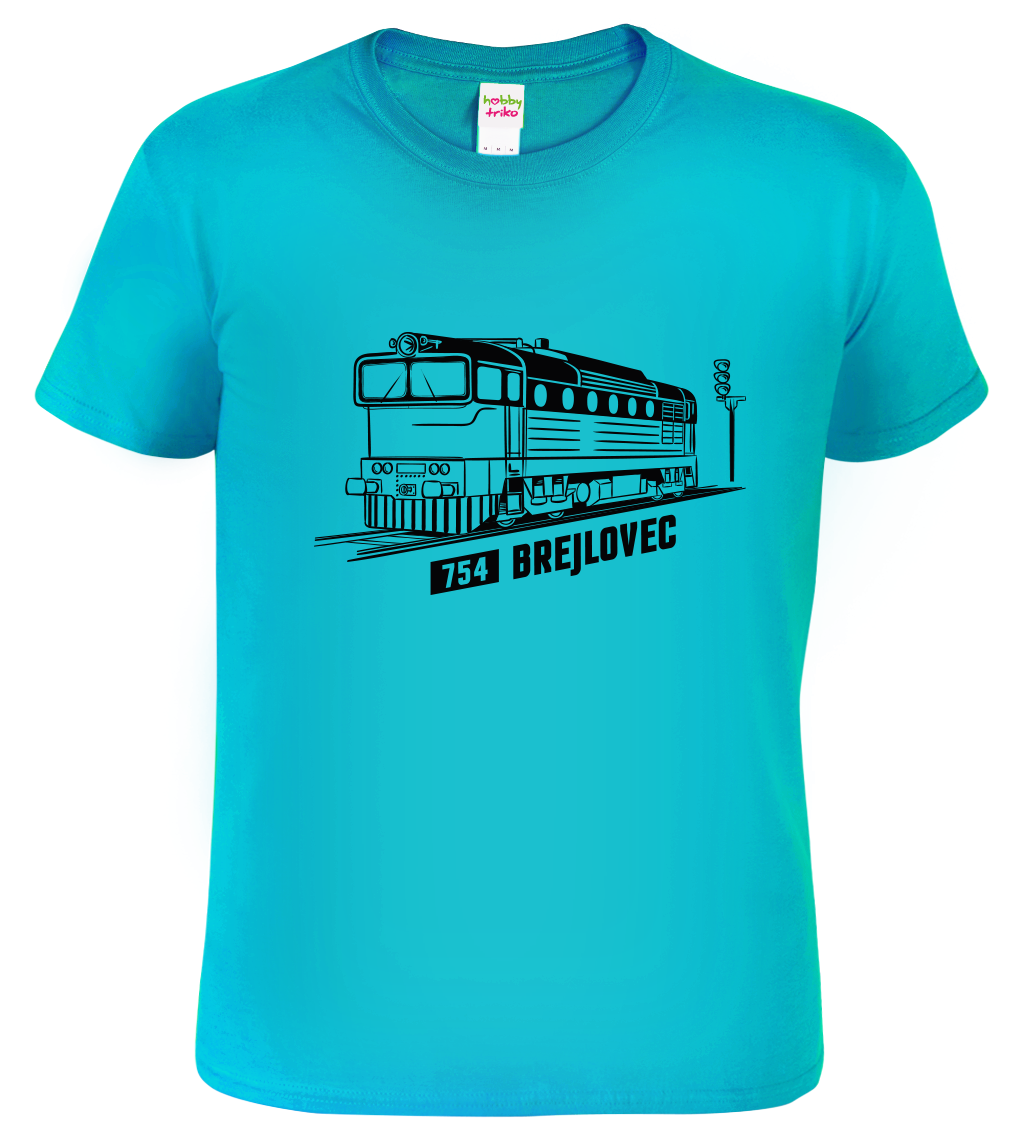 Dětské tričko s vlakem - Lokomotiva BREJLOVEC Velikost: 6 let / 122 cm, Barva: Tyrkysová (44)