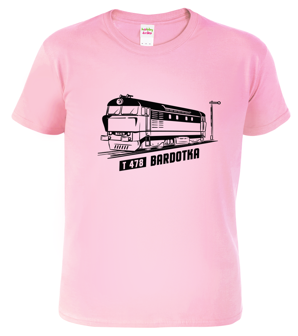 Dětské tričko s vlakem - Lokomotiva BARDOTKA Velikost: 10 let / 146 cm, Barva: Růžová (30)