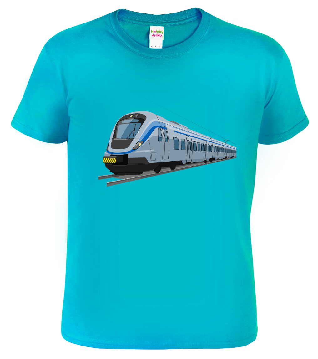 Dětské tričko s vlakem - Moderní vlak Velikost: 4 roky / 110 cm, Barva: Tyrkysová (44)