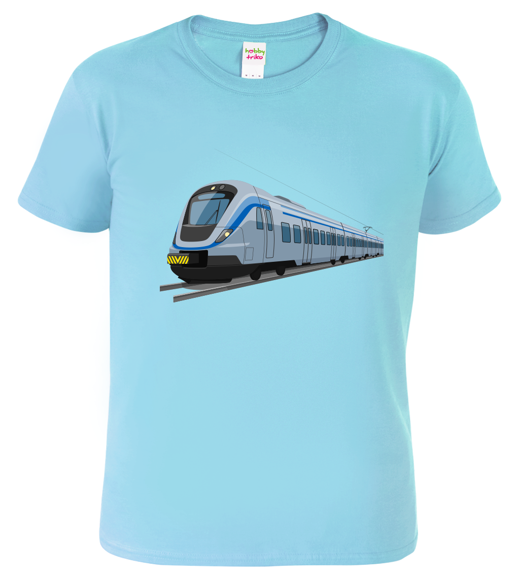 Dětské tričko s vlakem - Moderní vlak Velikost: 4 roky / 110 cm, Barva: Nebesky modrá (15)