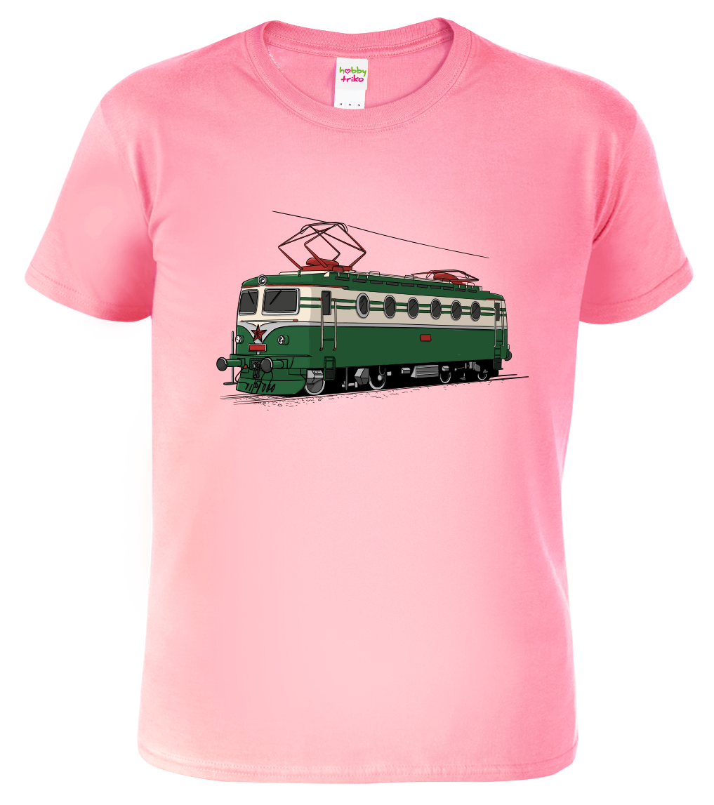 Dětské tričko s vlakem - Barevná lokomotiva BOBINA Velikost: 4 roky / 110 cm, Barva: Růžová (30)