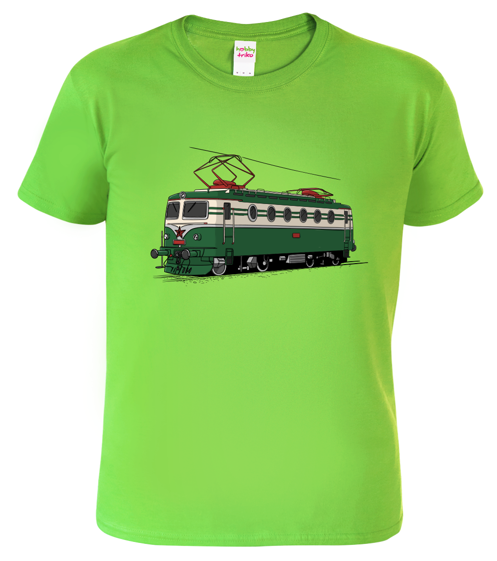 Dětské tričko s vlakem - Barevná lokomotiva BOBINA Velikost: 4 roky / 110 cm, Barva: Apple Green (92)