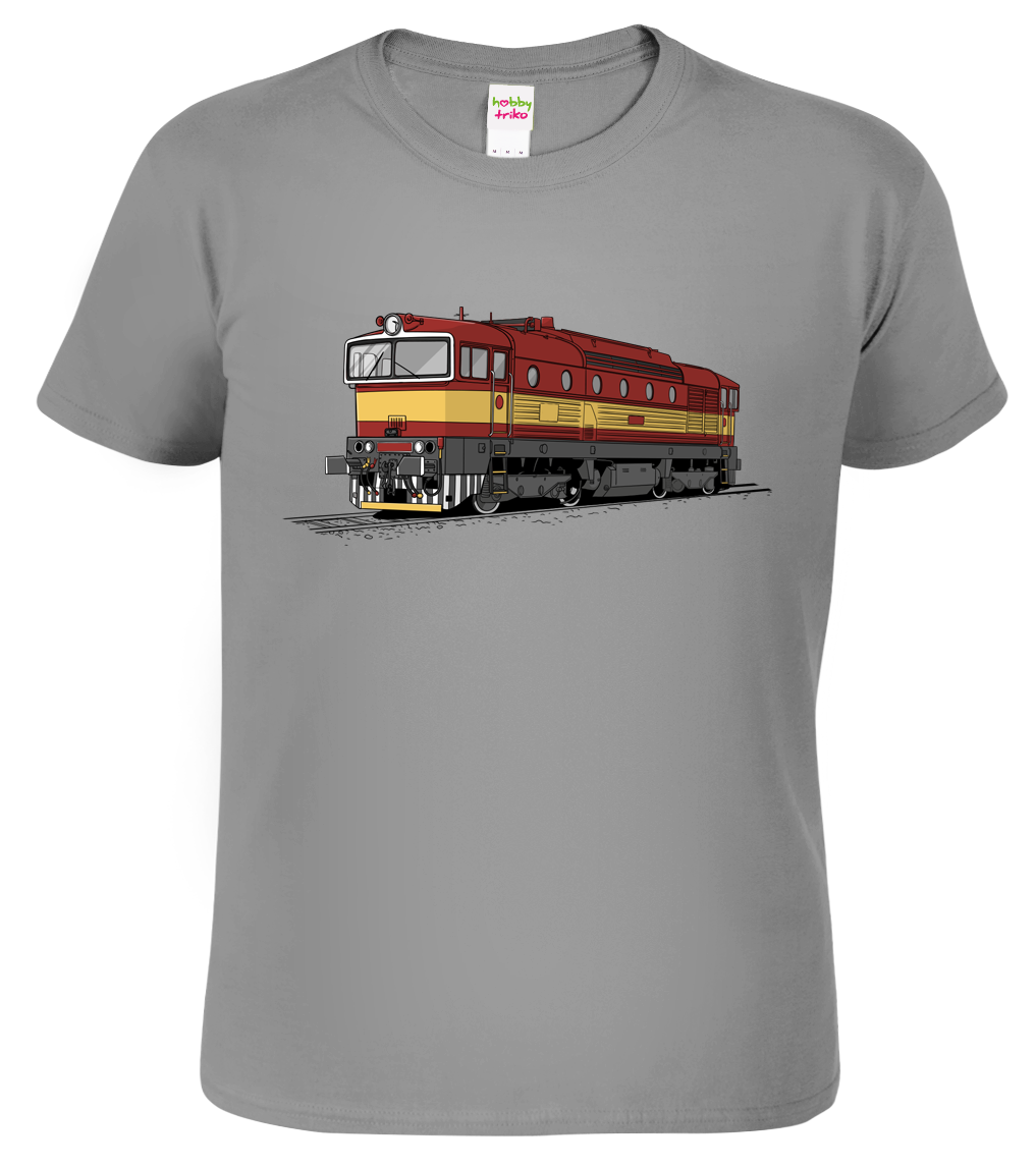 Tričko s lokomotivou - Barevná lokomotiva BREJLOVEC Velikost: 2XL, Barva: Tmavě šedý melír (12)