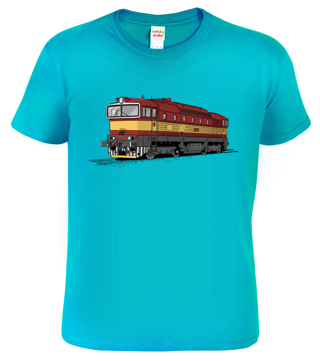 Tričko s lokomotivou - Barevná lokomotiva BREJLOVEC Velikost: 3XL, Barva: Tyrkysová (44)