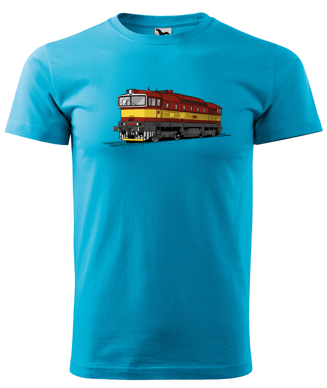 Dětské tričko s vlakem - Barevná lokomotiva BREJLOVEC Velikost: 4 roky / 110 cm, Barva: Tyrkysová (44)