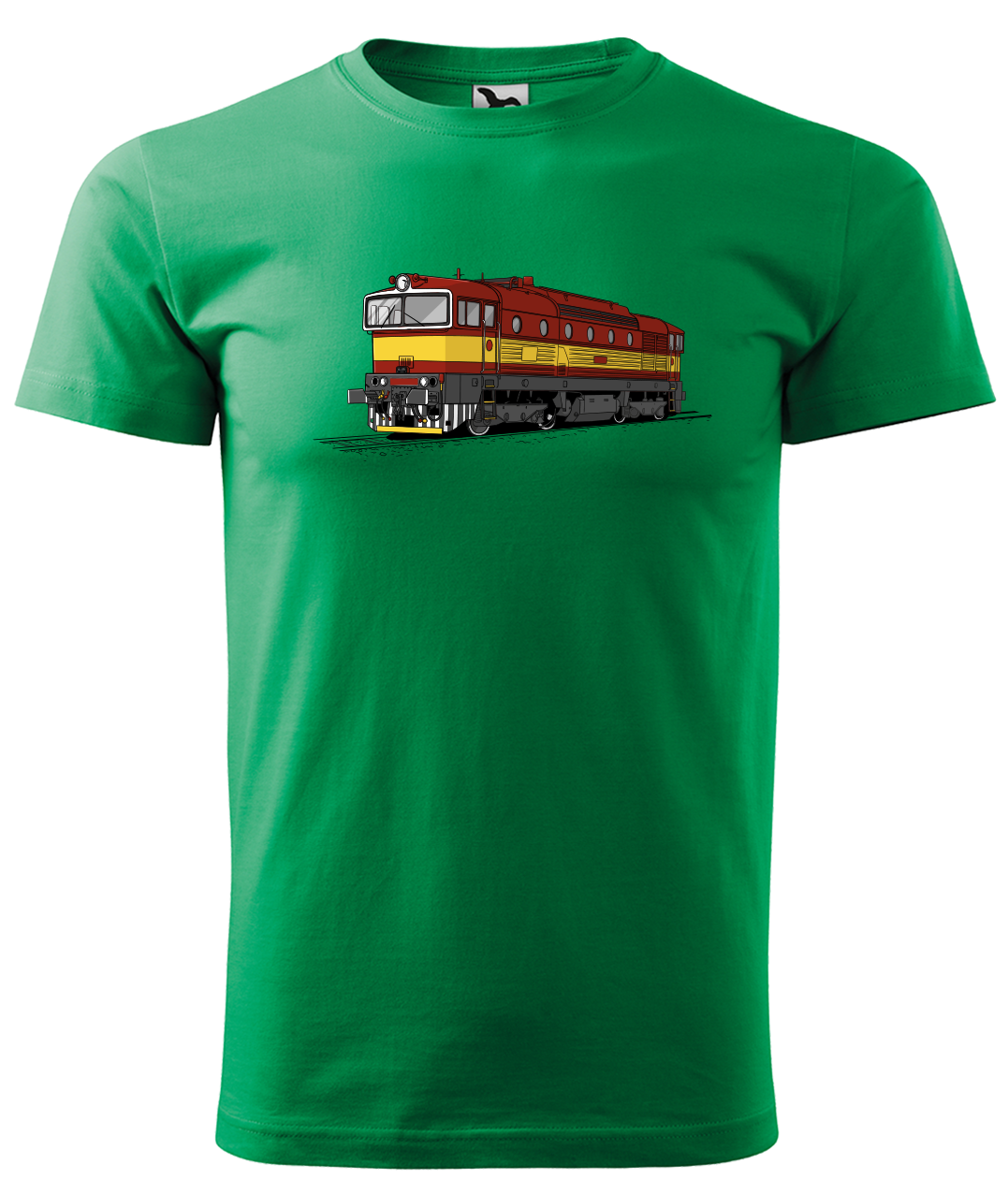 Dětské tričko s vlakem - Barevná lokomotiva BREJLOVEC Velikost: 4 roky / 110 cm, Barva: Středně zelená (16)