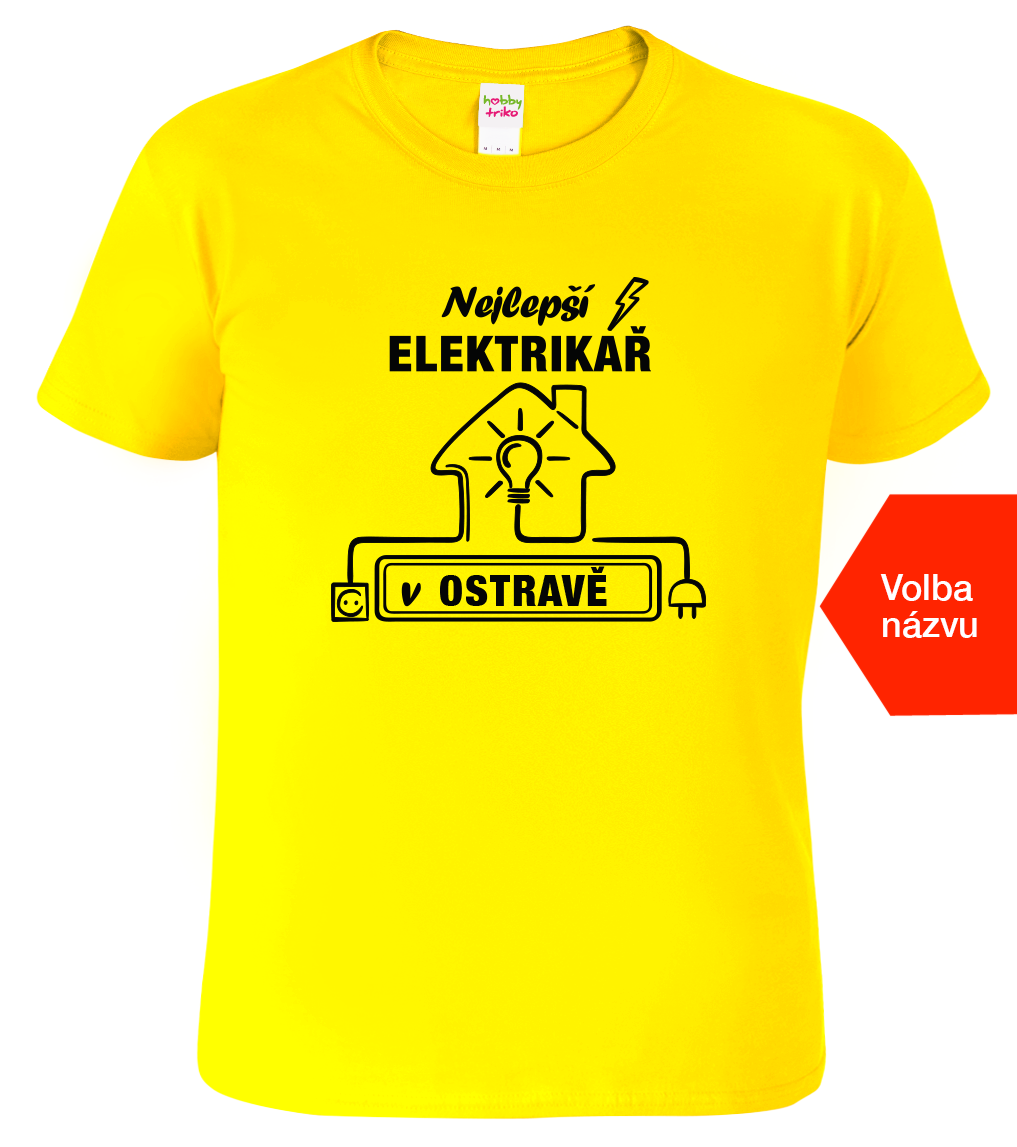 Tričko pro elektrikáře - Nejlepší elektrikář v... Velikost: M, Barva: Žlutá (04)