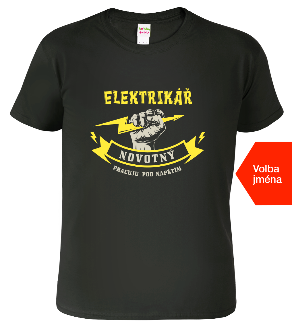 Tričko pro elektrikáře - Elektrikář + jméno Velikost: 3XL, Barva: Černá (01)