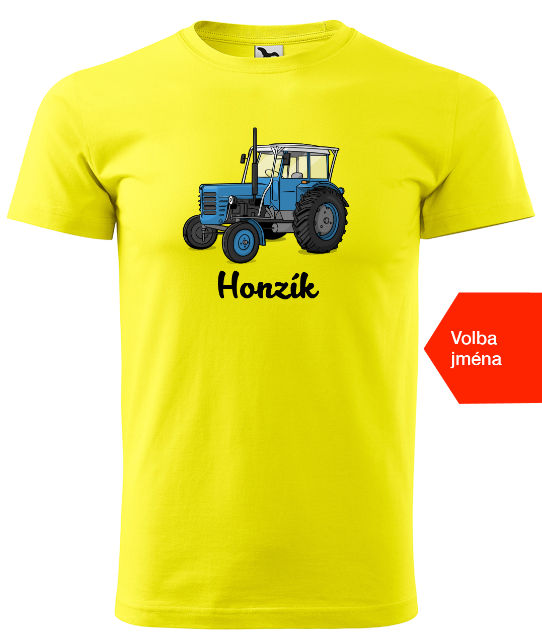 Dětské tričko s traktorem a jménem - Starý traktor Velikost: 4 roky / 110 cm, Barva: Žlutá (04)