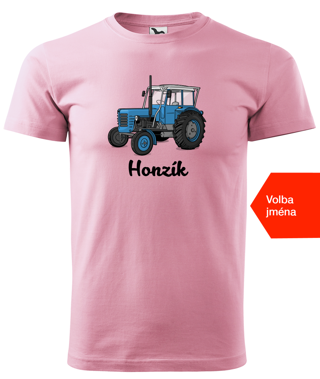 Dětské tričko s traktorem a jménem - Starý traktor Velikost: 4 roky / 110 cm, Barva: Růžová (30)