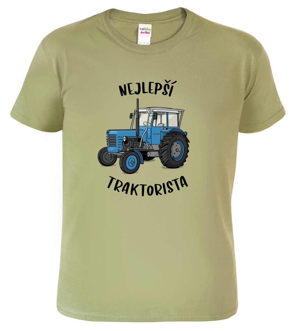 Tričko s traktorem - Nejlepší traktorista Velikost: XL, Barva: Světlá khaki (28)