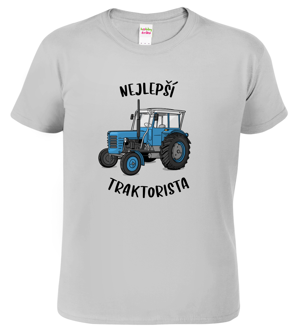 Tričko s traktorem - Nejlepší traktorista Velikost: L, Barva: Světle šedý melír (03)