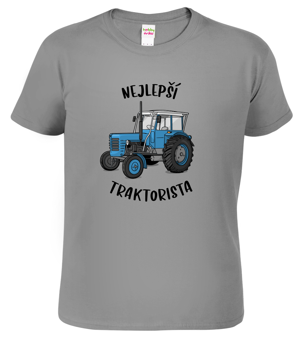Tričko s traktorem - Nejlepší traktorista Velikost: L, Barva: Tmavě šedý melír (12)