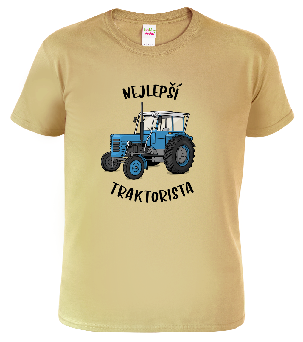 Tričko s traktorem - Nejlepší traktorista Velikost: XL, Barva: Písková (08)