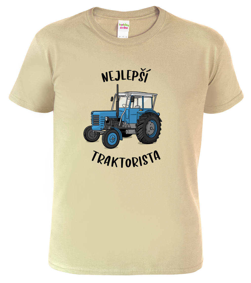 Tričko s traktorem - Nejlepší traktorista Velikost: XL, Barva: Béžová (51)