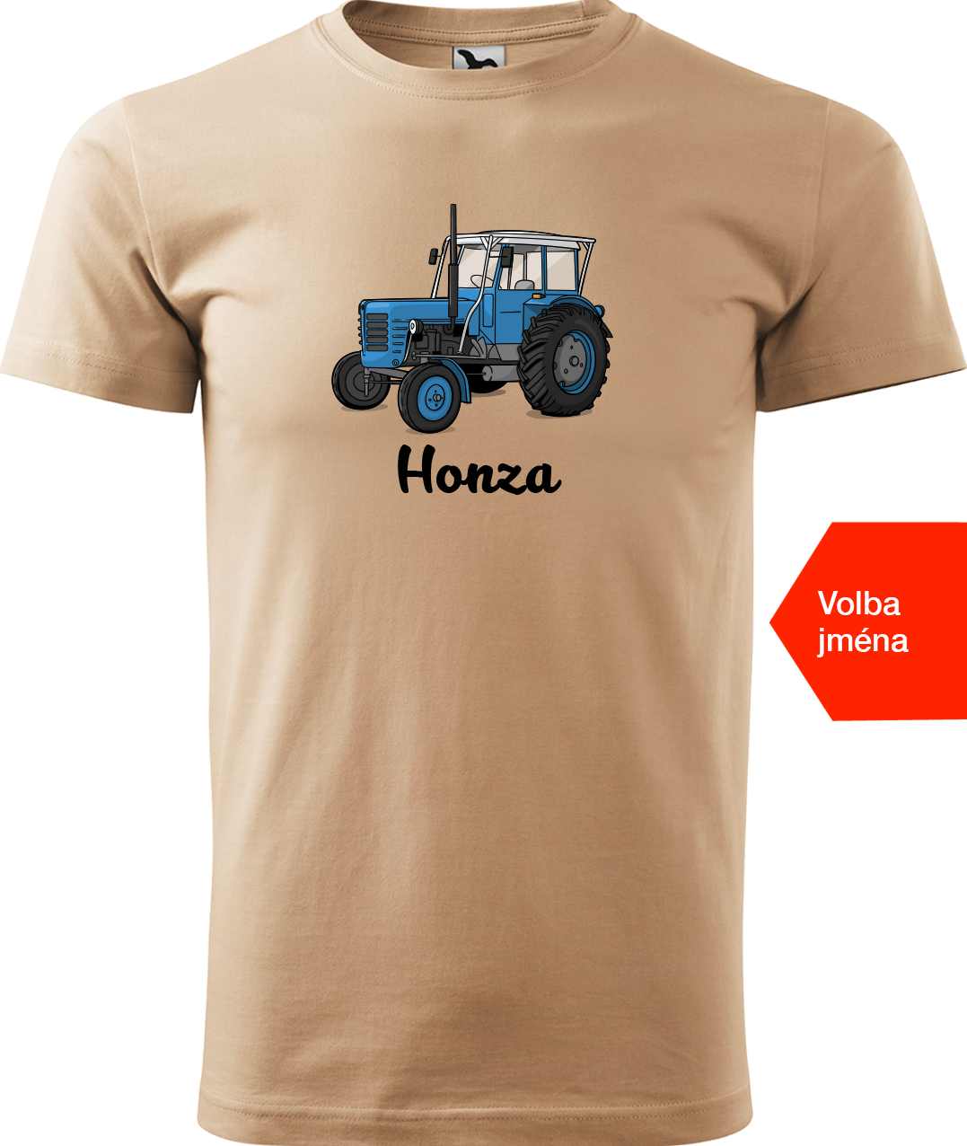 Tričko s traktorem a jménem - Starý traktor Velikost: S, Barva: Písková (08)