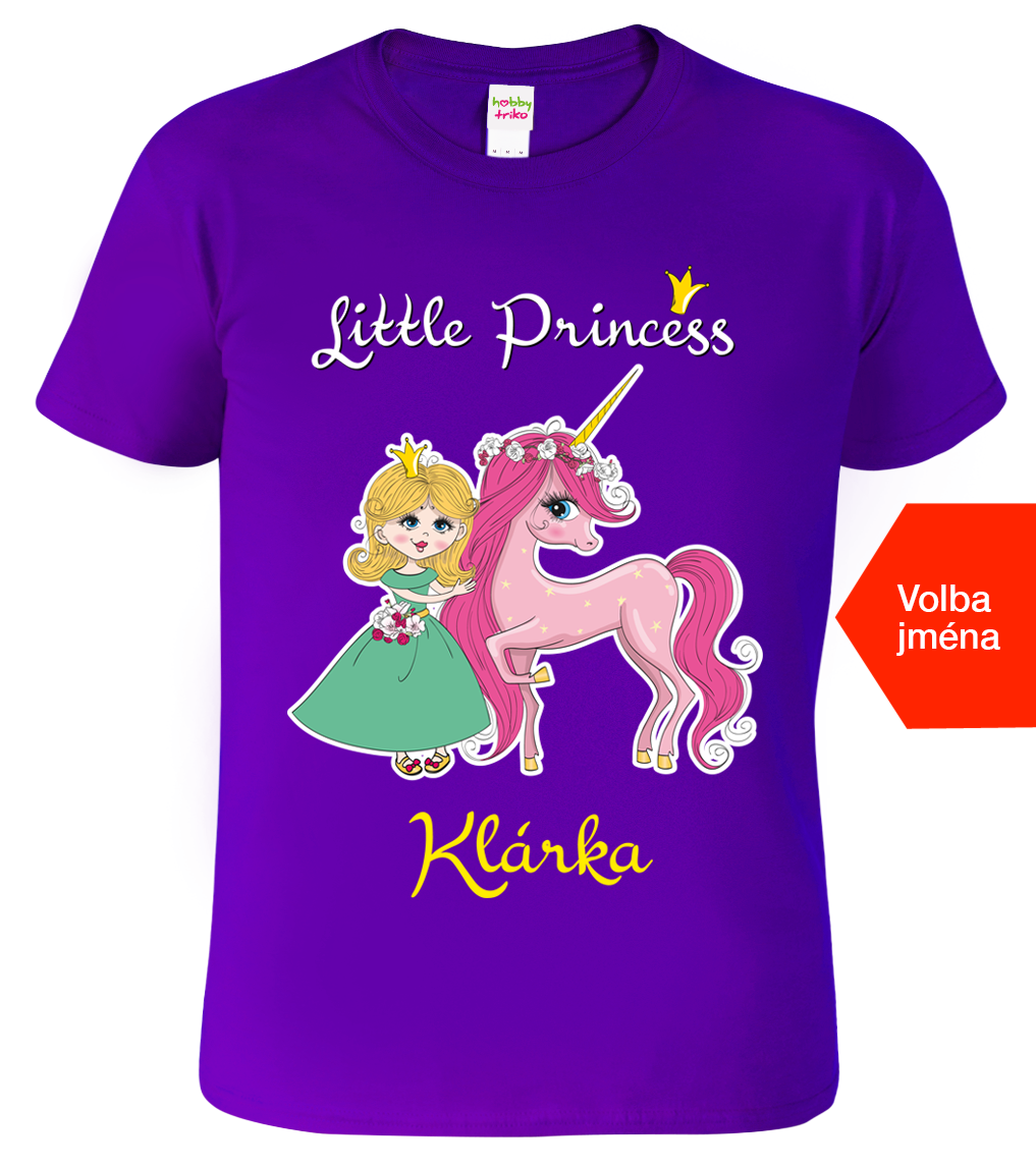 Tričko s jednorožcem a jménem - Little Princess Velikost: 6 let / 122 cm, Barva: Fialová (64)