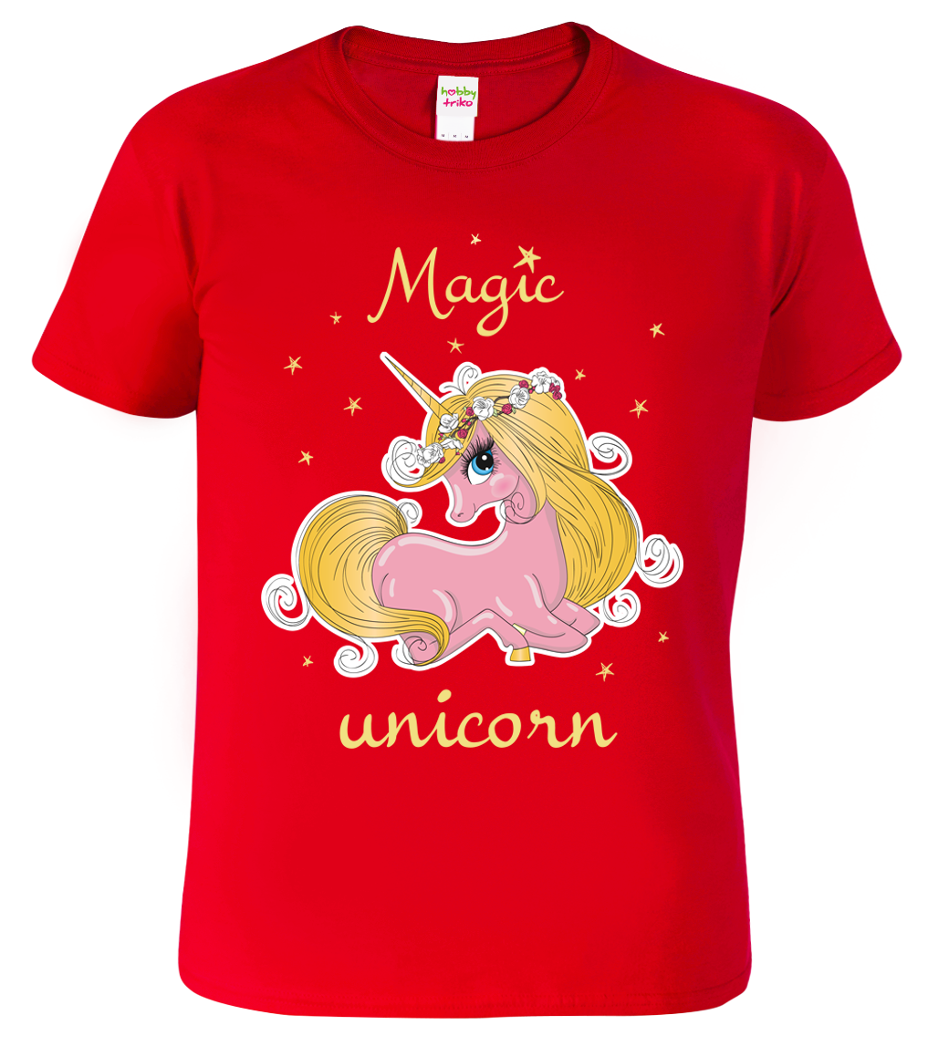 Tričko s jednorožcem - Magic unicorn Velikost: 4 roky / 110 cm, Barva: Červená (07)