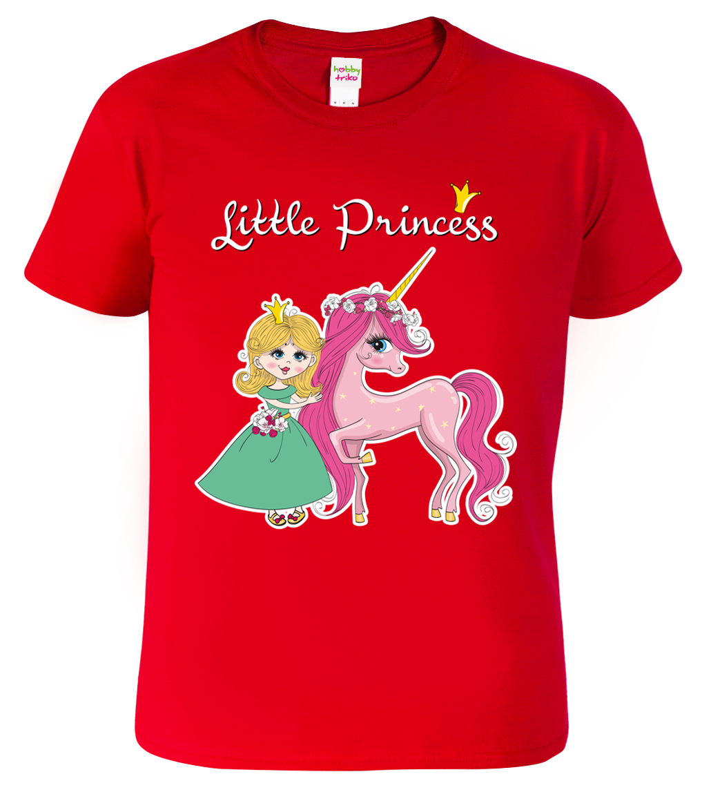 Tričko s jednorožcem - Little Princess Velikost: 8 let / 134 cm, Barva: Červená (07)