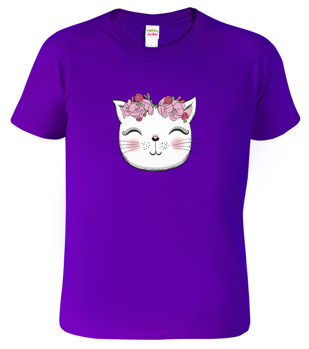 Dětské tričko s kočkou - Micka Velikost: 6 let / 122 cm, Barva: Fialová (64)