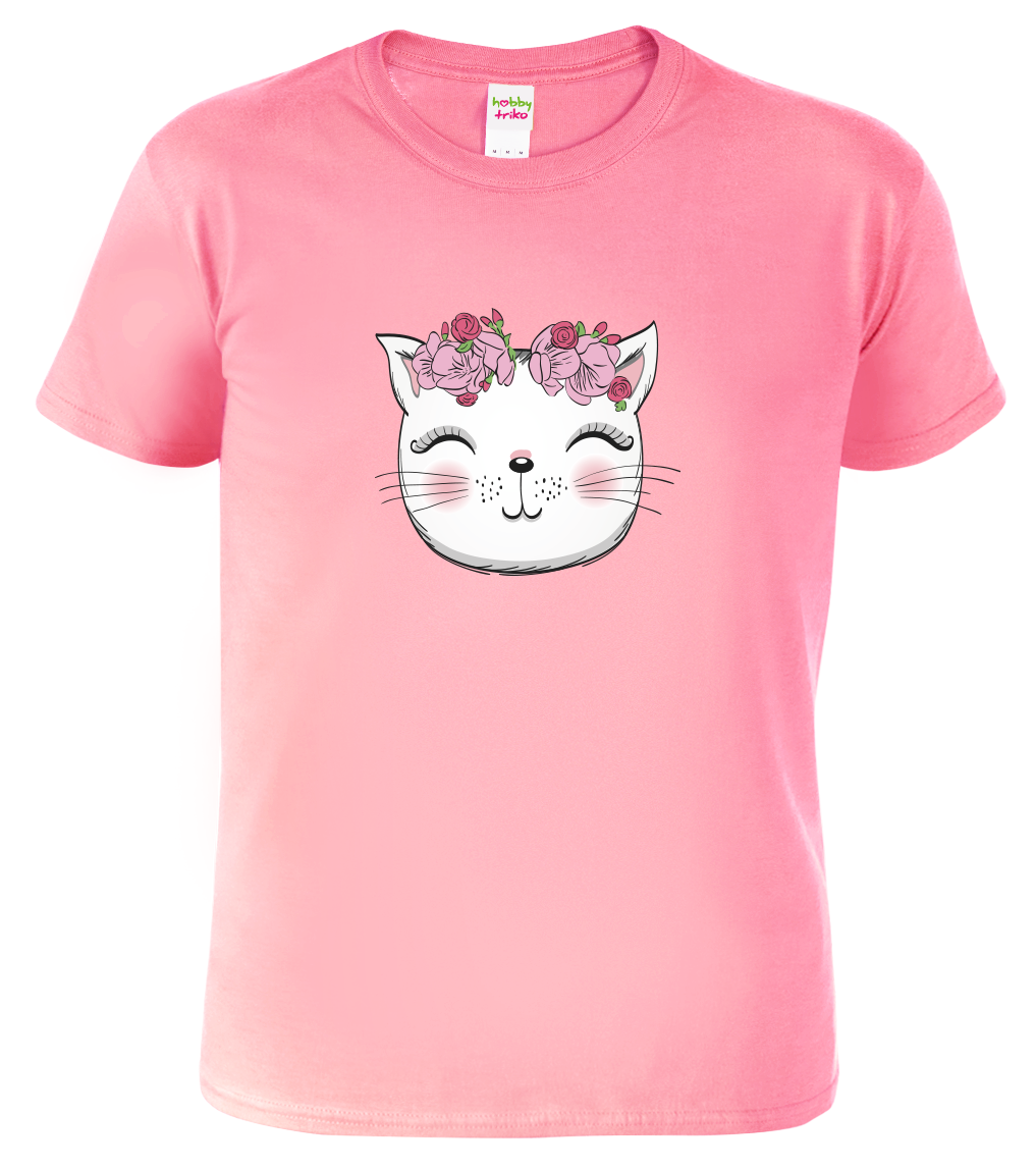 Dětské tričko s kočkou - Micka Velikost: 4 roky / 110 cm, Barva: Růžová (30)