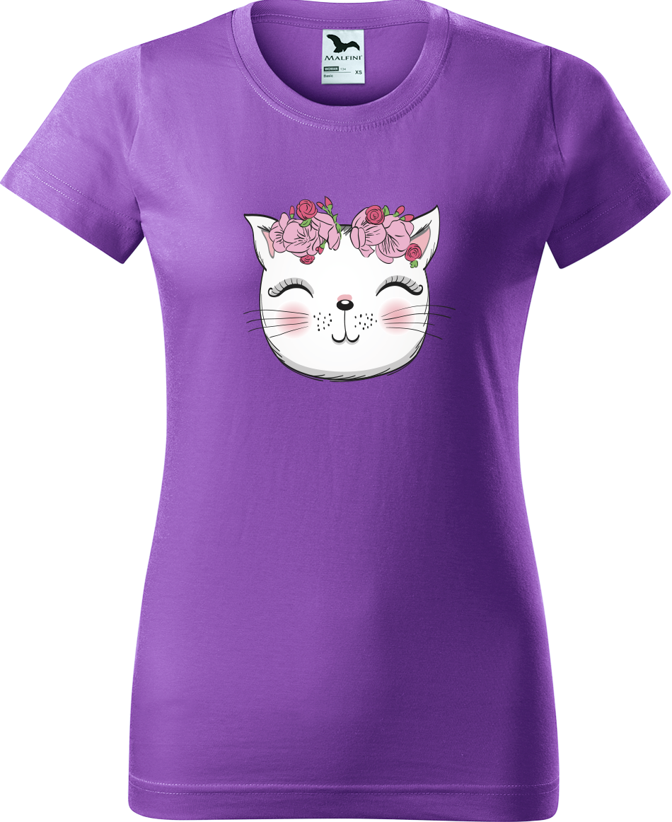 Dámské tričko s kočkou - Micka Velikost: L, Barva: Fialová (64)