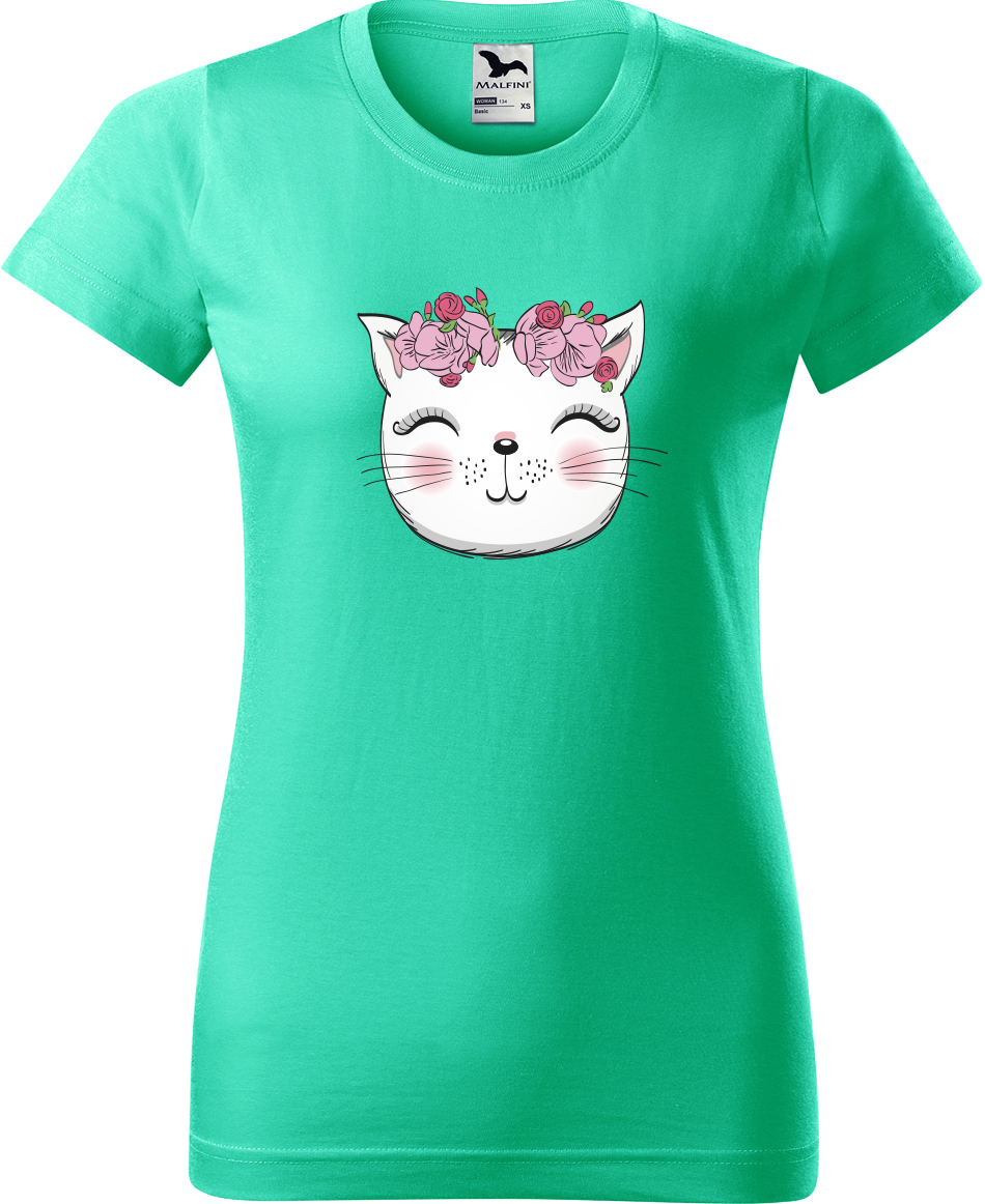 Dámské tričko s kočkou - Micka Velikost: L, Barva: Mátová (95)