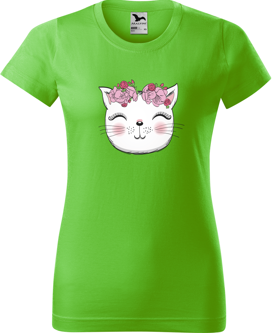 Dámské tričko s kočkou - Micka Velikost: L, Barva: Apple Green (92)