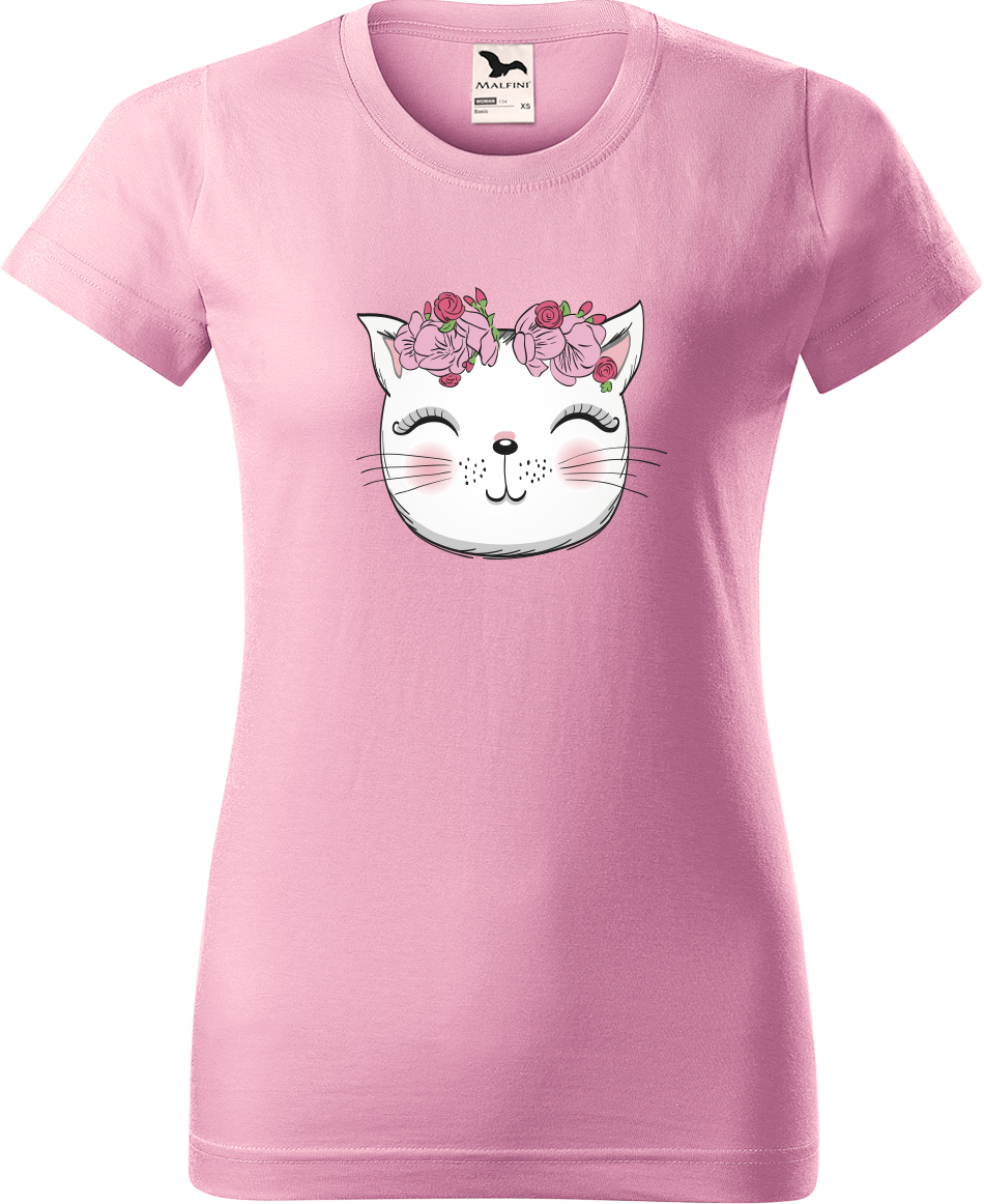 Dámské tričko s kočkou - Micka Velikost: L, Barva: Růžová (30)
