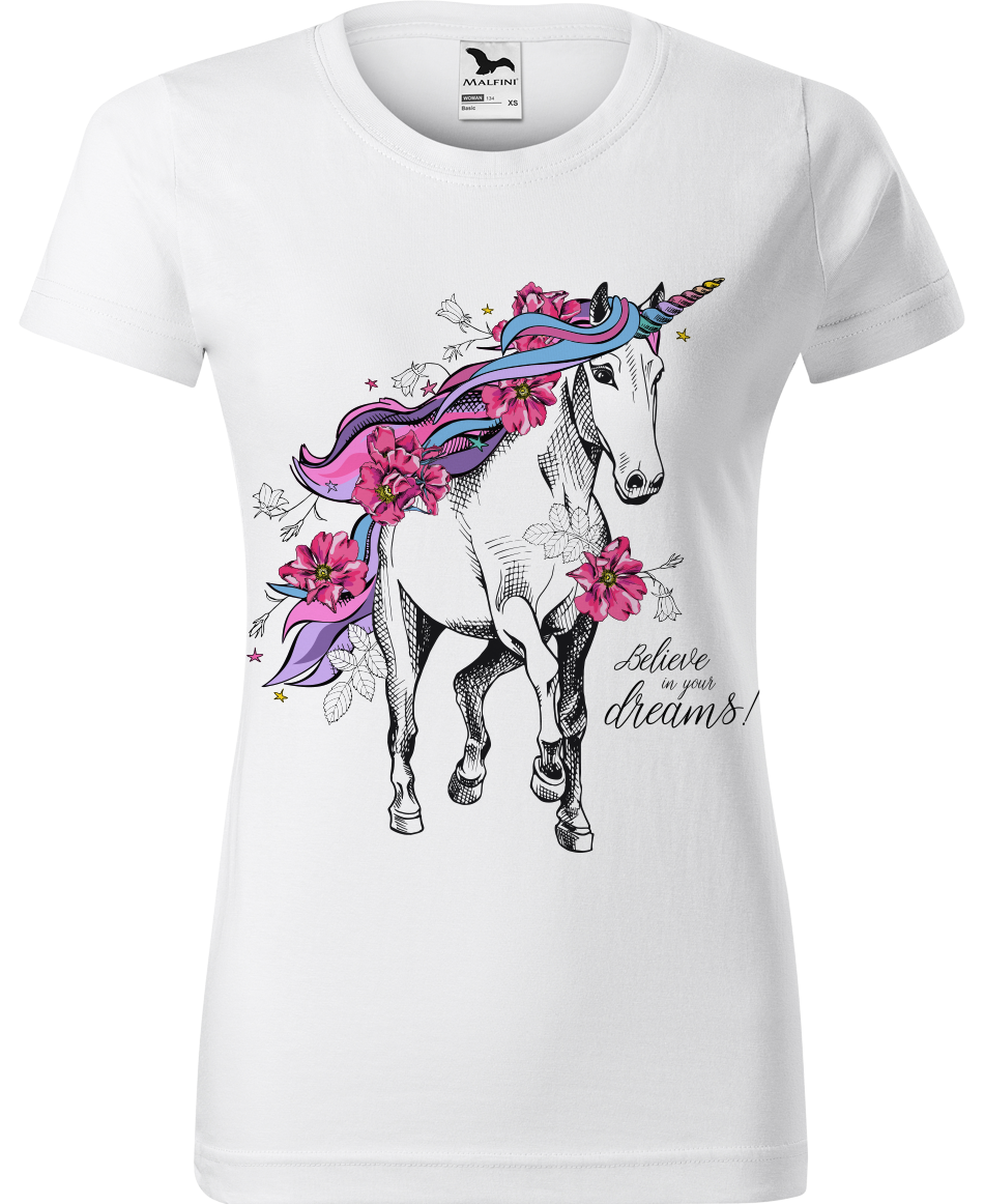 Dámské tričko s koněm - Jednorožec Velikost: 3XL, Barva: Bílá (00)
